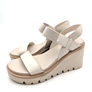 MIA Ciji Wedge Platform Slingback Sandal Open Toe Women's Ivory Size US9.5M EU40